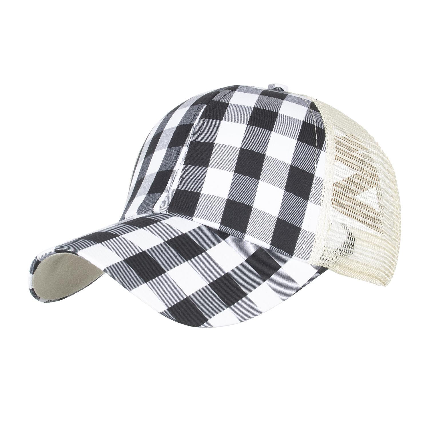 

Женская весенне-летняя новинка в клетку, эластичная сетчатая бейсболка с конским хвостом, кепка от солнца, шляпа от солнца Adjustable белый
