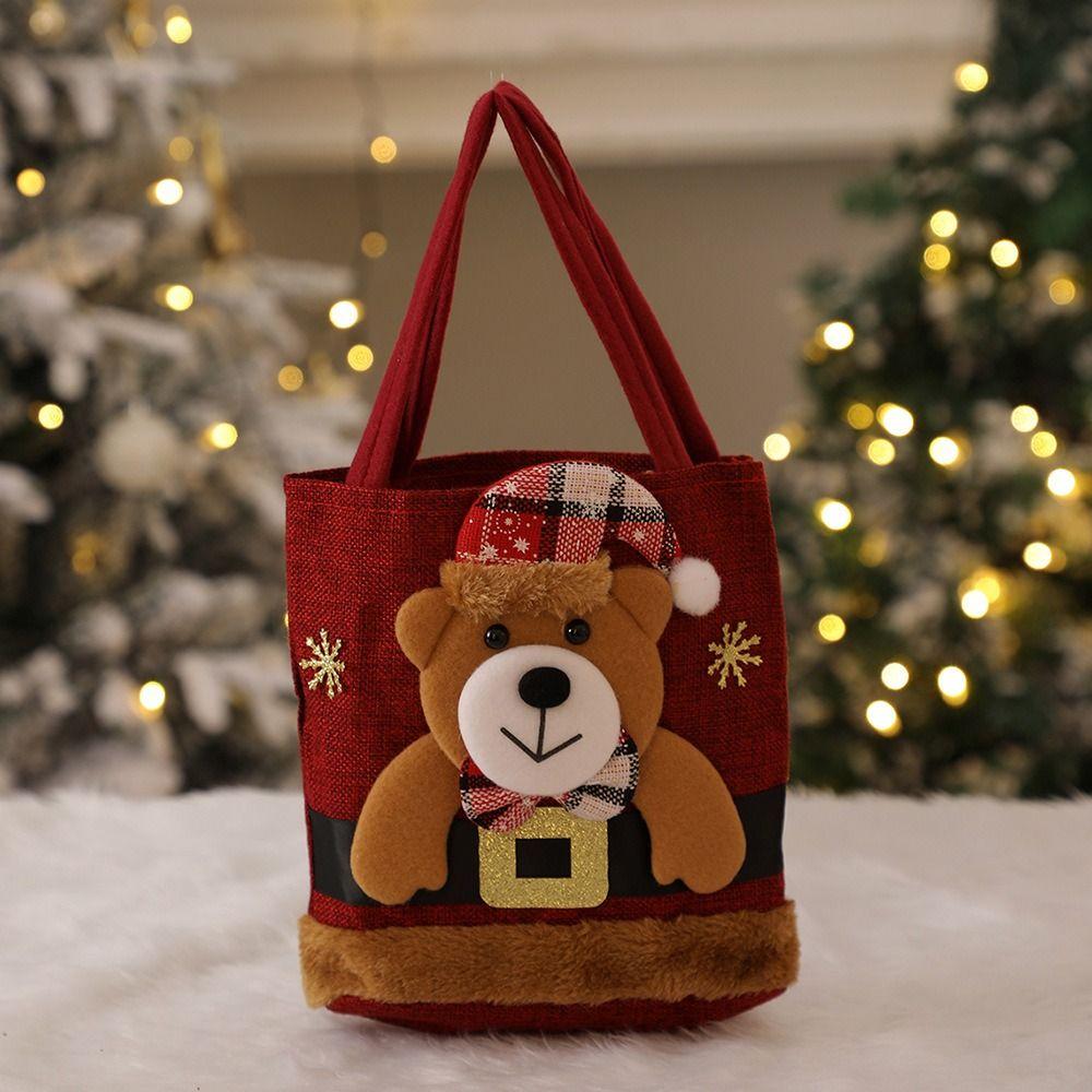 Elk Gift Plush Bag Santa Candy Bags Lovely Christmas Present Bags Ornament