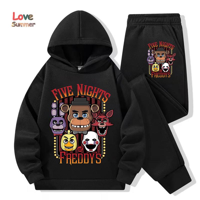 2026 Five Nights Hoodies+Hosen 2er-Set 3-14 Jahre Jungen Mädchen Trainingsanzug Kleidung Hoodie Jungen FNAF Sportlicher Anzug Ideal für den täglichen Gebrauch im Freien