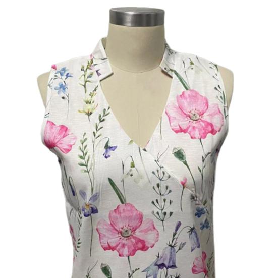 Damska koszulka z kwiatowym nadrukiem, dekoltem w szpic, bez rękawów, swetrem średniej długości, miękka, damska kamizelka w dużych rozmiarach, odzież damska