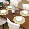 Golden Sliver Glitter Round Braided Placemats Set of 6 34/38CM Circle Place Mats Washable Table Mats for Kitchen Party Wedding
