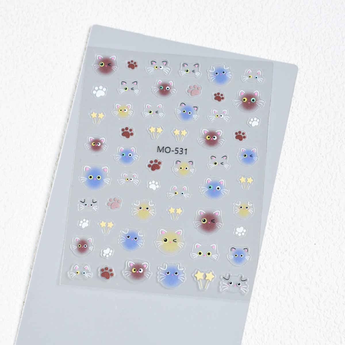 

Градиентные милые наклейки для ногтей с котятами, бантиками и лапками