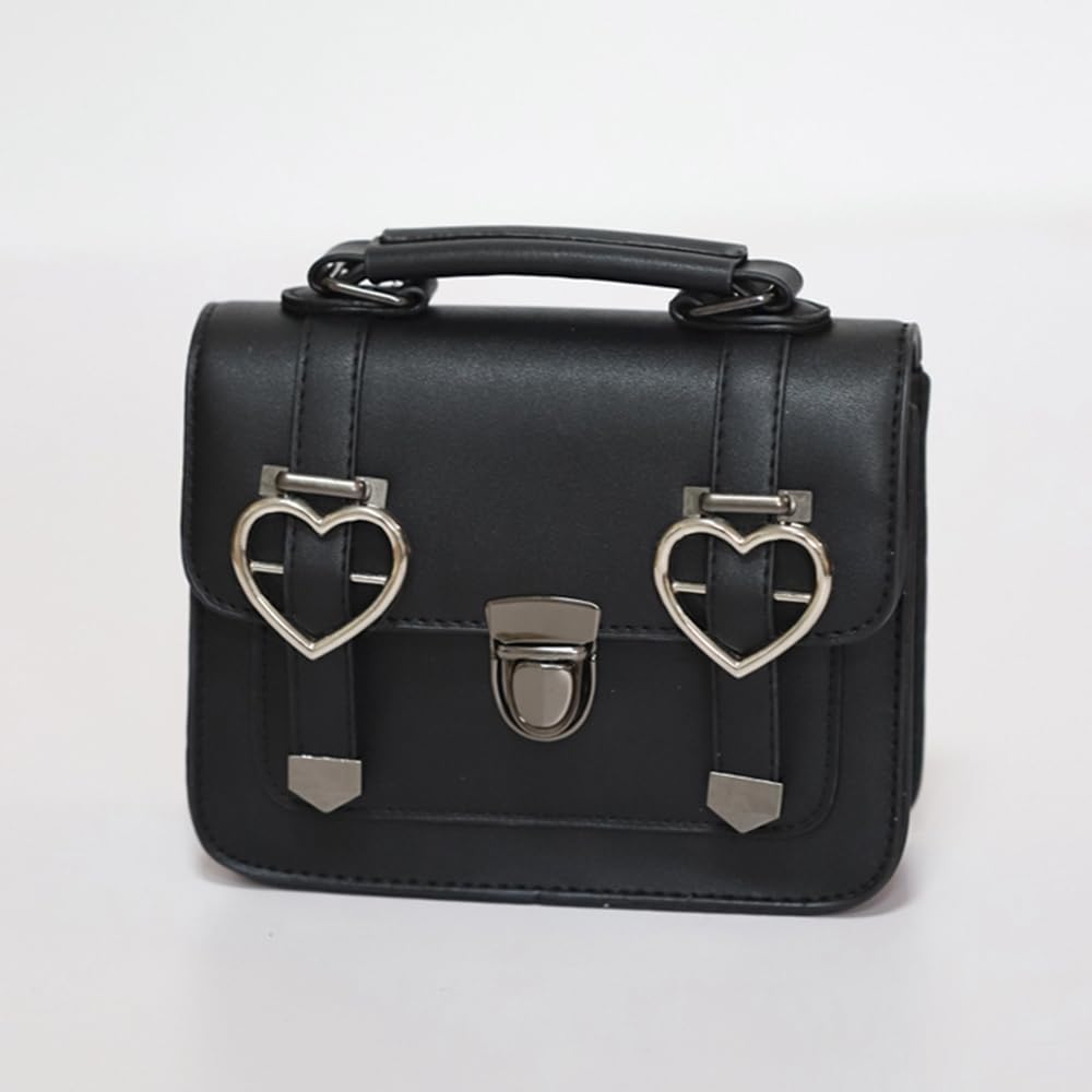 [VVRPWASSLY] Damen-Handtasche mit Schultergurt, Perfekt für JK-Uniformen, Lolita, Gothic Lolita und Prinzessinnen-Stile, Schleife, Herz-Design,