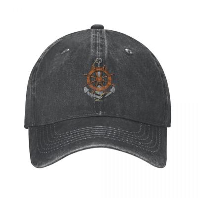 Vintage Nautische Schiffsrad und Anker Segeln Baseballkappen für Unisex Damen Used Gewaschen Meeresboot Segel Sommerhüte Kappe