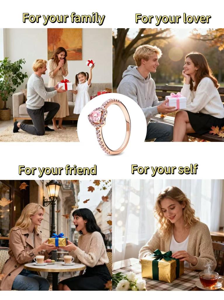 925 Silver Latest Multiple Colors Sparkling Heart-shaped Ring - Luxurious Exquisite Charm Jewelry Surprise Memorial Gif