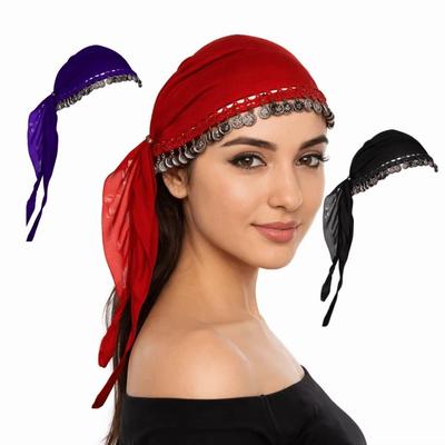 Belly Dance Crochet Coin Headscarf Ethnic Style Ethnic Dance Costume Headwear  Dance Show