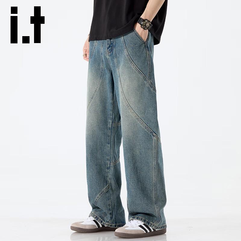

Izzue It Men s Retro Loose Wide-Leg Denim Jeans L