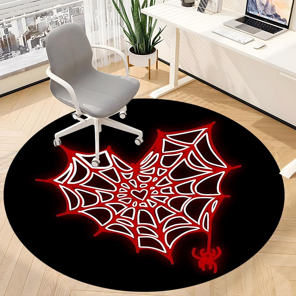1pc Spider Web Office Round Area Rug, Indoor Mat Suitable ForOffice, Under Office Chairs Bedroom Living Room Home Decor, Room Deco q059