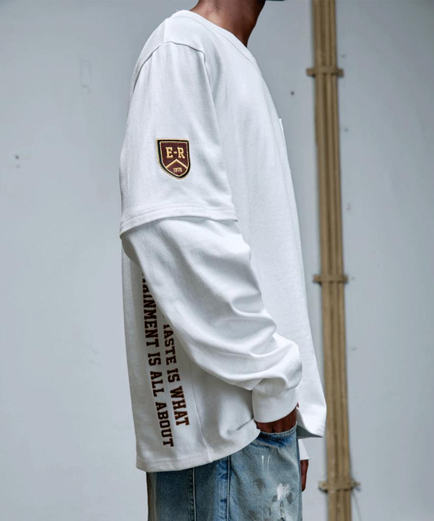ERER Patch Layered Long Sleeve T-Shirt White