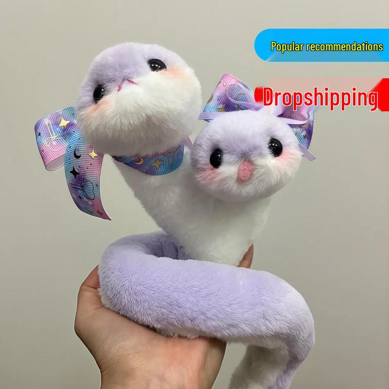 

Cute 2025 Purple Double-Headed Snake Plush Doll - Year of the Snake Mascot Gift 46cm