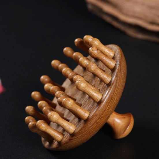 Wooden Scalp Massager Brush, Hair Growth Head Relaxation Massage Tool, Wet Dry Hair Scalp Care Scrubber Gua Sha Brush for Men Women