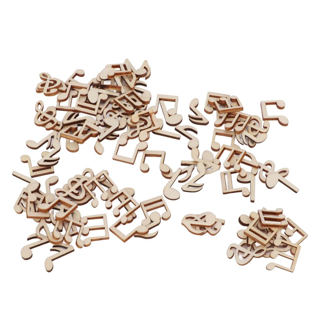 100 Stück Musiknote Holzteile Unbemalt Einfaches Bemalen Fantasie anregen Weit verbreitet Musik