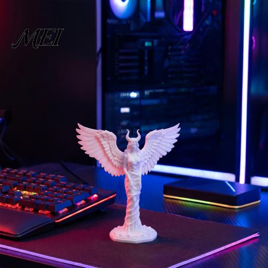 Matte Texture Ornaments Demon Angel Statue, 3D Printed Wings Texture, Devil Fall-Resistant Ornament for Desk Study Entrance Hall Decoration