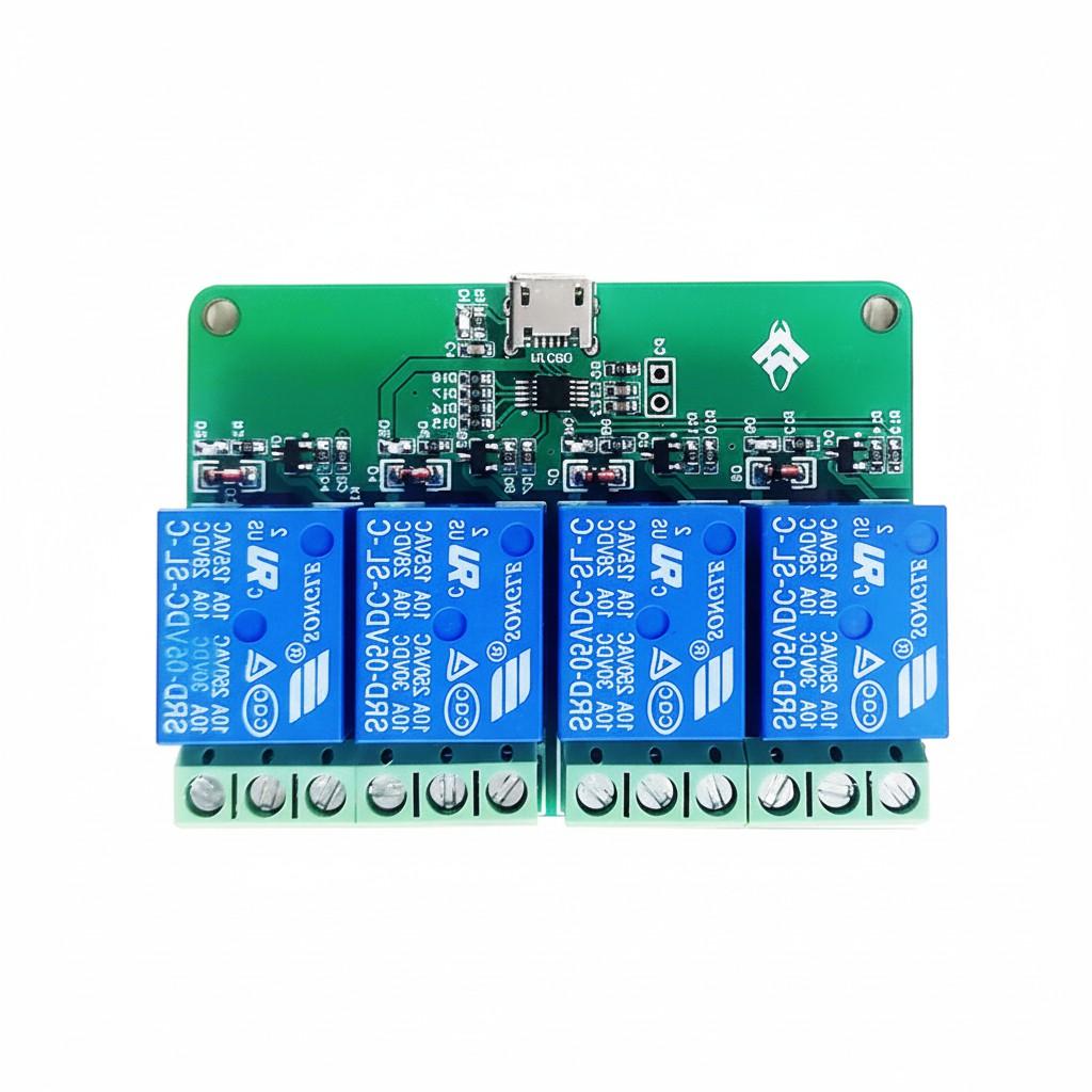 

HID Driver-Free USB Computer USB Control Switch 4-Channel 5V Relay Module PC Smart Control Plug-and-Play 10*10*2 білий