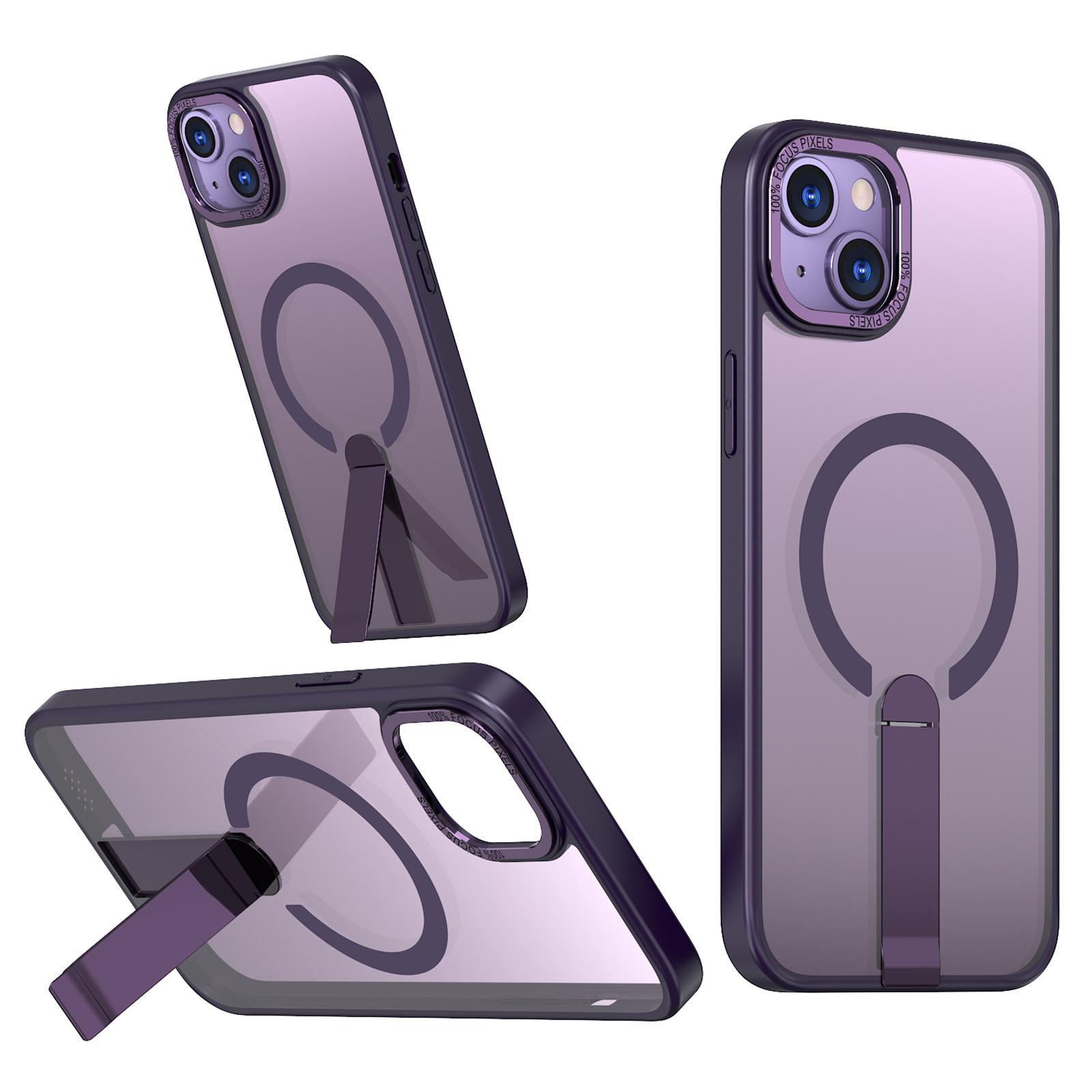 

For iPhone 14/13 Case Compatible with MagSafe Kickstand TPU+Acrylic Phone Cover Dark Purple