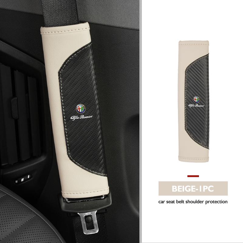 BQVLT1 Car Seat Belt Shoulder Cover Protection Pads Safety Belt Accessories For Alfa Romeo GT Stelvio F1 Brera Volante Tonale Gloria
