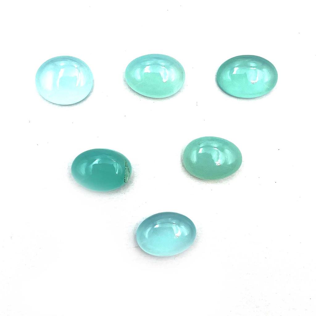 Natural Aqua Chalcedony Oval Cabochon Loose Gemstone Lot 6 Pcs 10*13 MM 30 CT For Jewelry Making