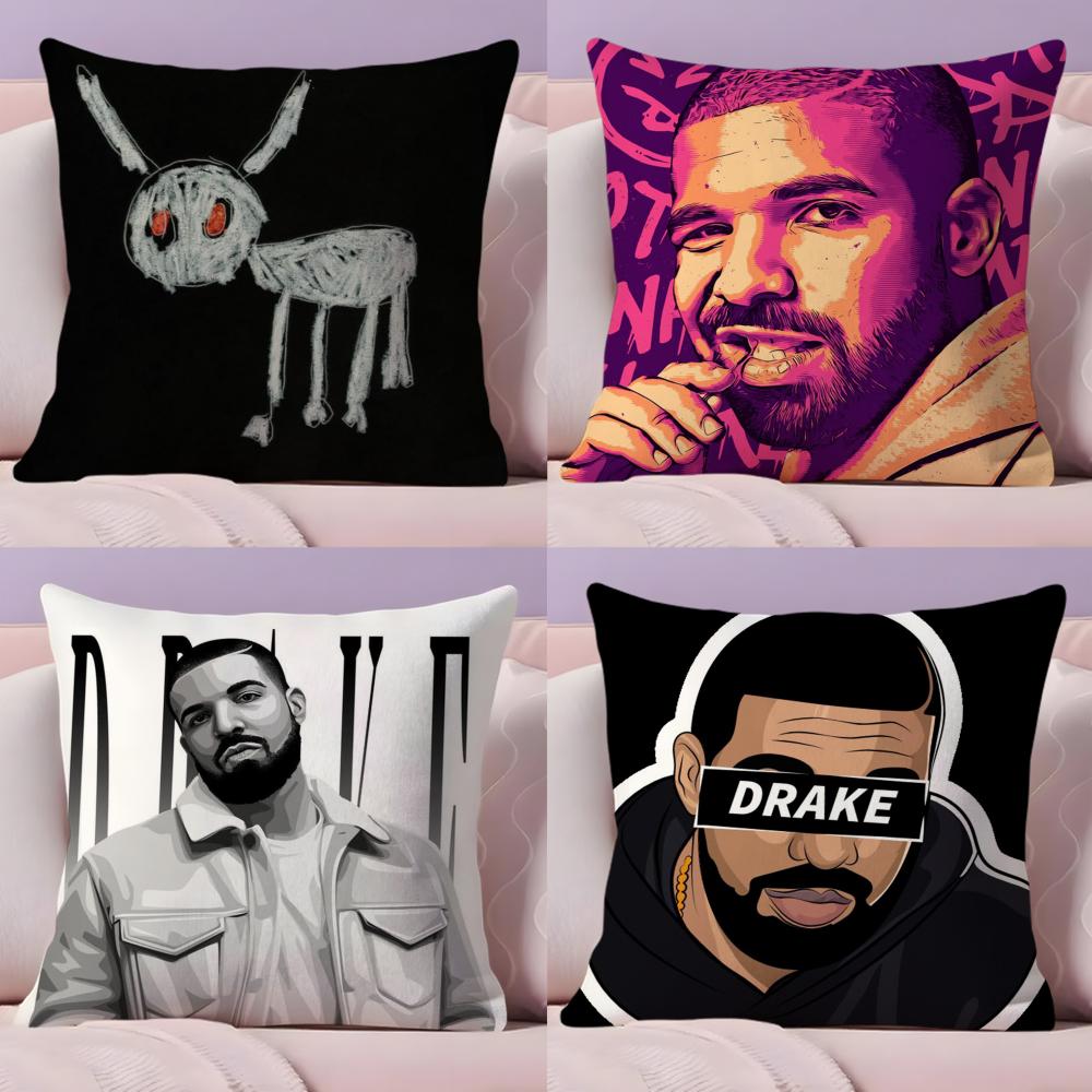 Pikpaka Rapper D-Drakes Cushion Cover Plush Fabric Soft Double-Sided Printed Sofa Warm Winter Home Gift Pillow Cover
