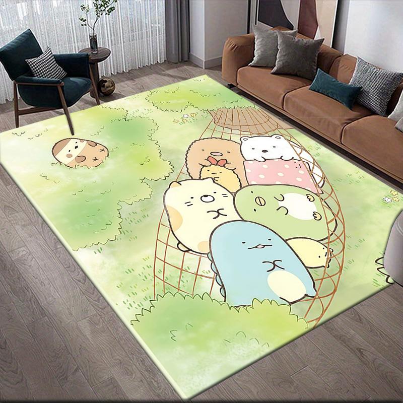 Sumikko Gurashi2 Flannel Pattern Square Carpet,Area Rug,Carpet Rug for Living Room Bedroom Sofa Playroom Decor,Non-slip Floor Mat