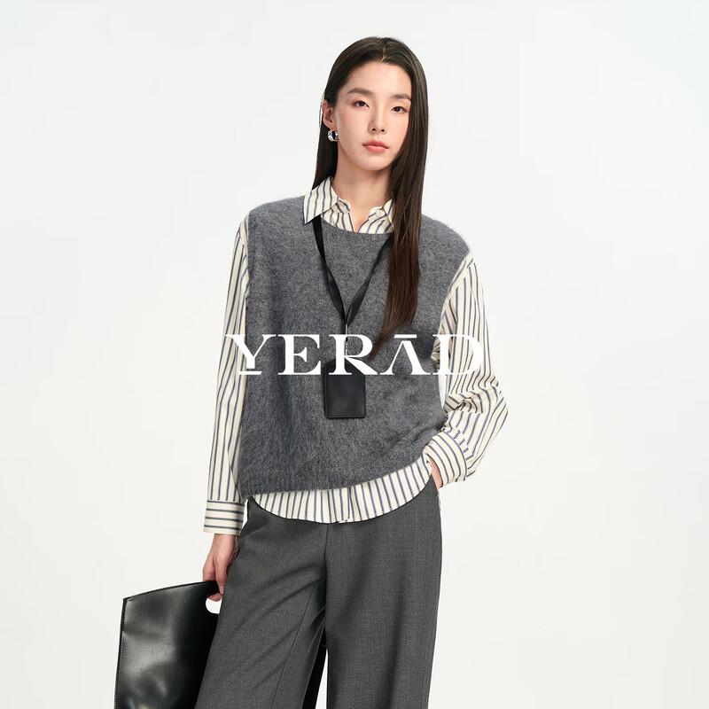 YERAD Women's Wool-Cashmere Blend Crewneck Vest