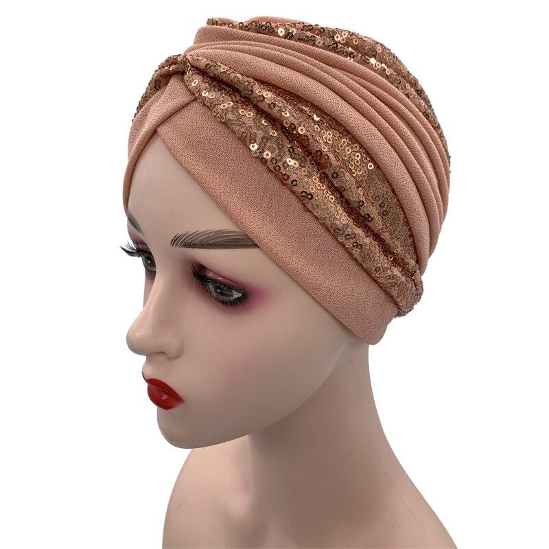 

Модная женская блестящая тюрбанная шляпа с блестками