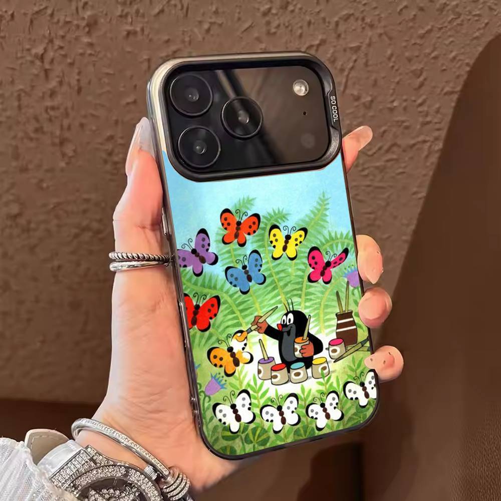 

Classic Cartoon Little Mole Phone Case For iPhone 17,16,15,14,13,12,11,Pro Max,Plus black Candy Silver Cover iPhone12