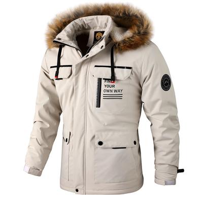 Kapuzenjacke Herren Windbreakerjacke Mittellang Plüsch Plüsch Verdickte Jacke Herrenjacke