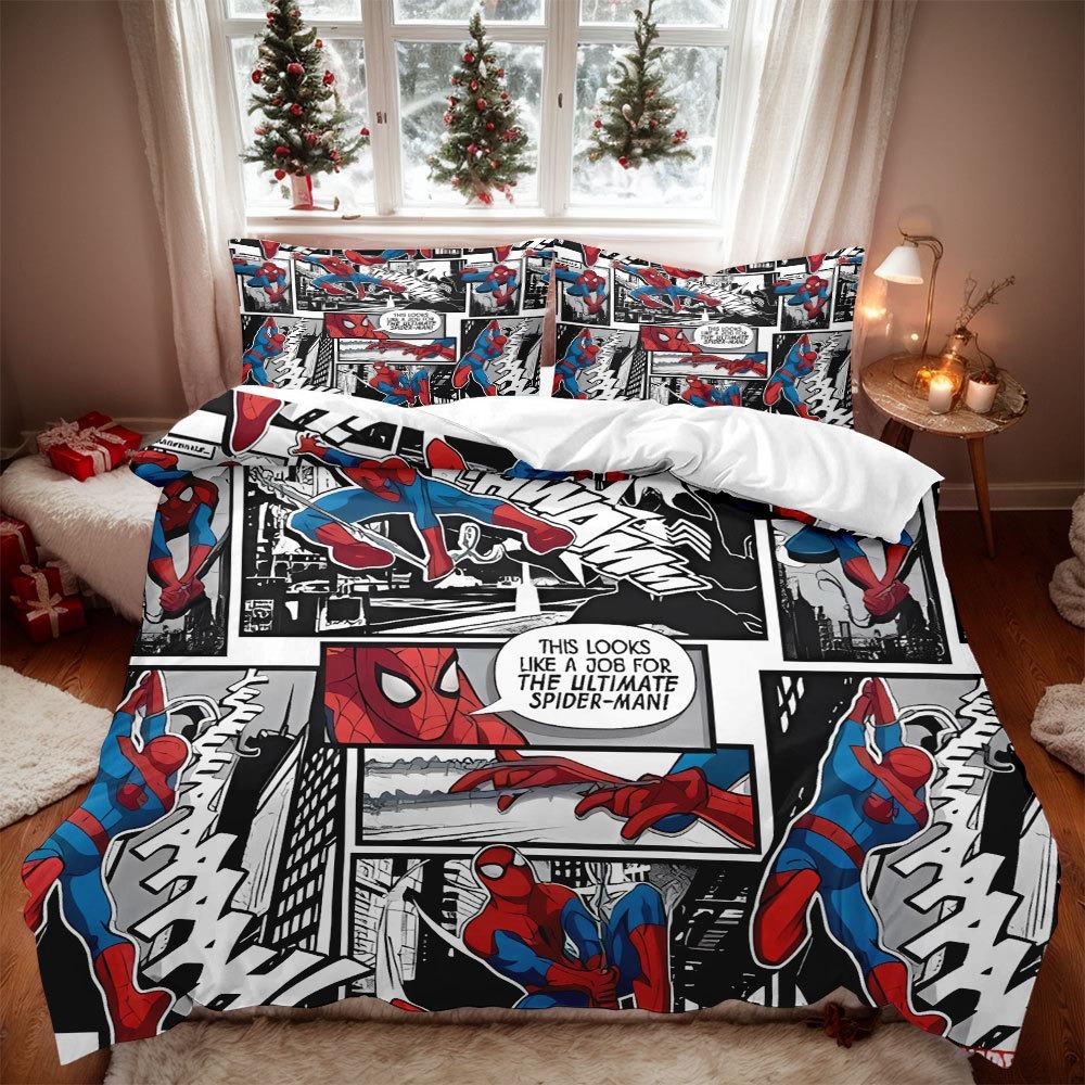 2026 3D Cool Spider-Man Cartoon Duvet Cover Set Soft Wash Bed Comfortable Student Dormitory Home Baby Bedding Best seller