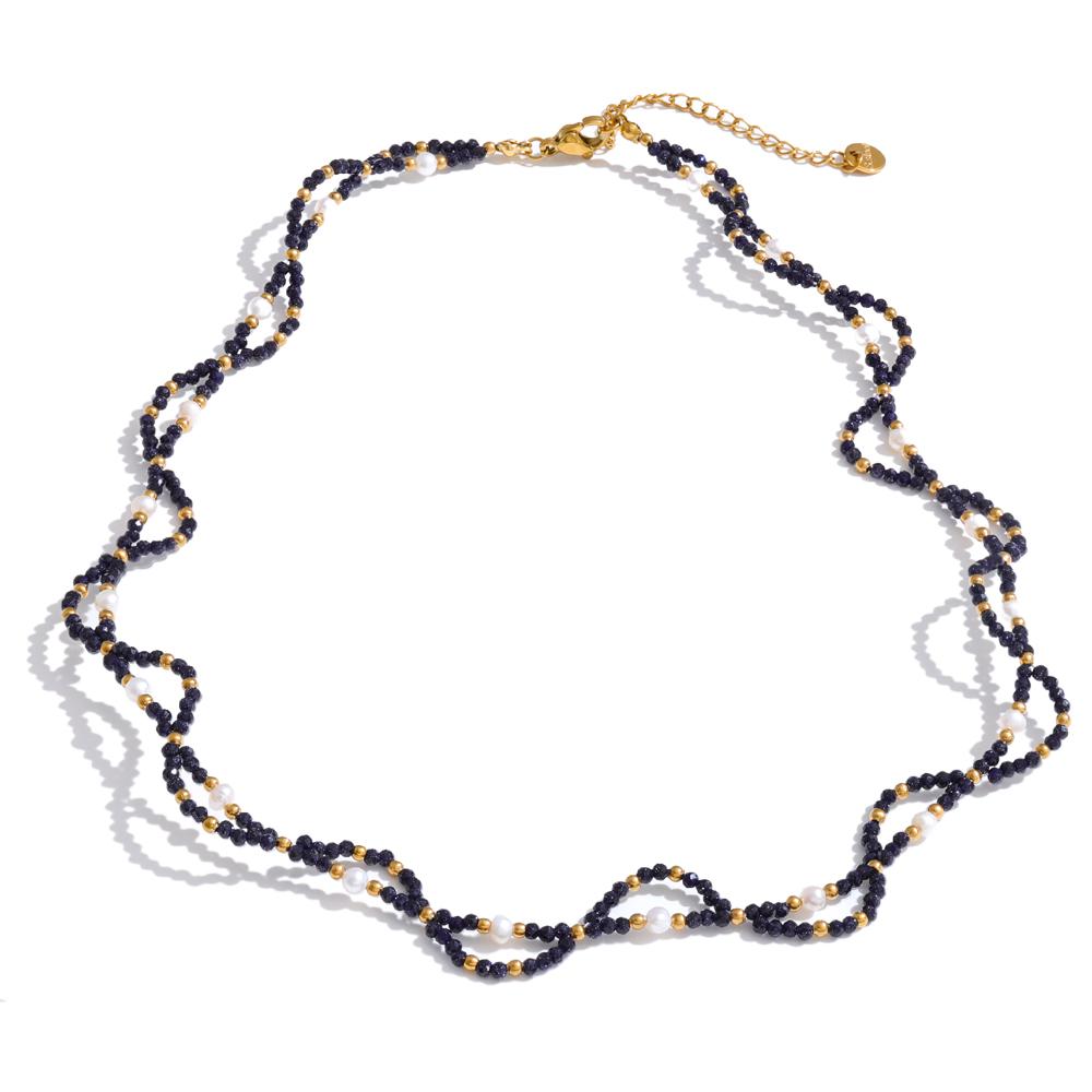 Yhpup 2026 Stainless Steel Handmade Jewelry Lapis Lazuli Stone Beads Natural Pearls Chain Stacking Choker Enchanting Necklace