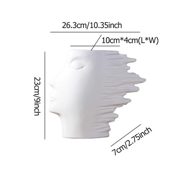 

Abstract Human Face Vase - Black/White Artistic Decoration for Home & Office белый