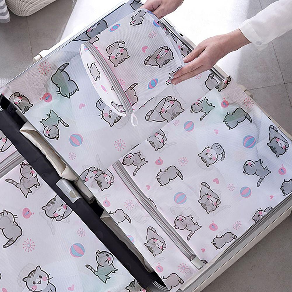 Cat Print Washing Bag Large Capacity Storage Bags Convenient Laundry Basket  Household