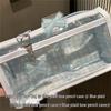 Blue Plaid Double-Layer Transparent Pencil Case - Stylish, Spacious, Portable Stationery Storage for Girls