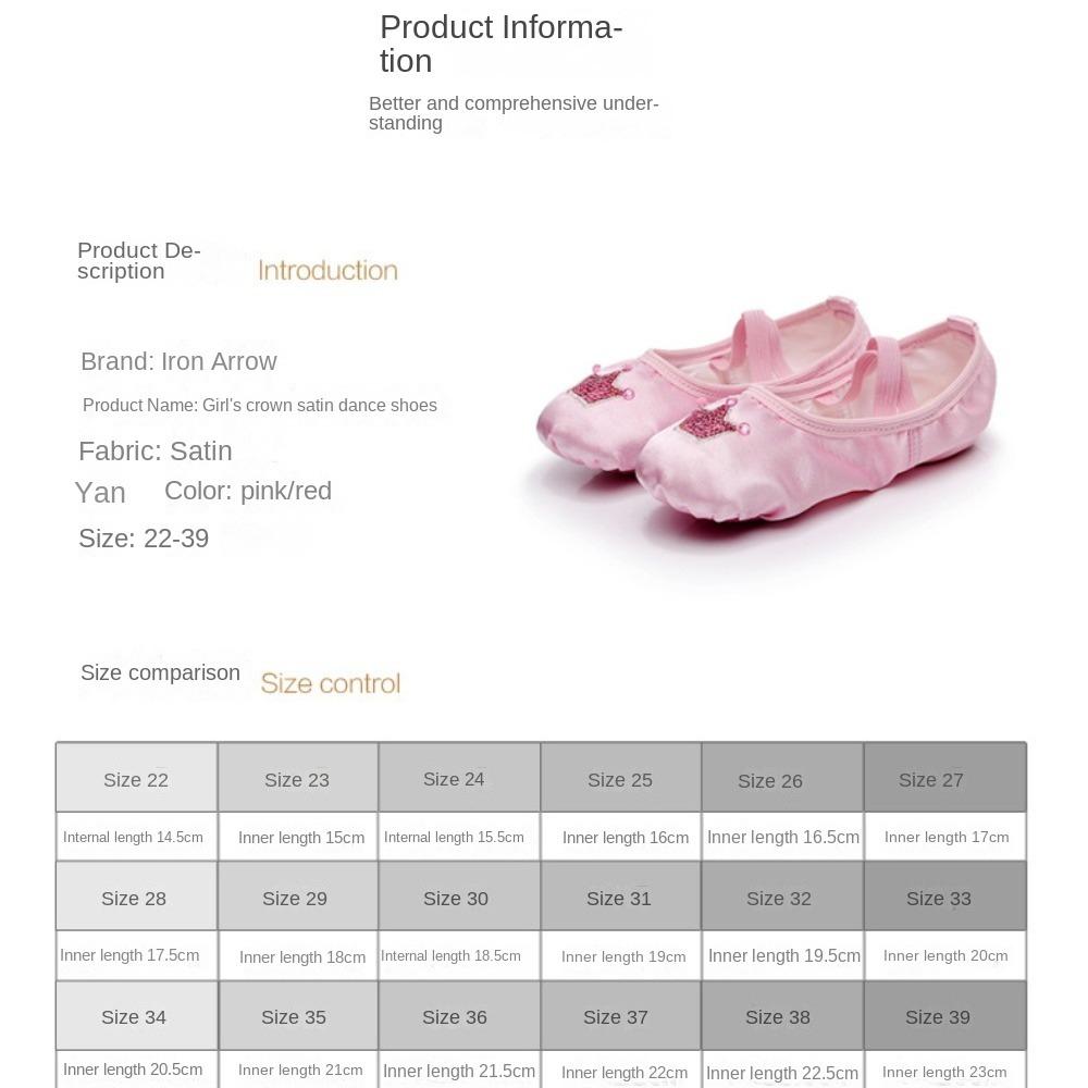 1 Pair of Crown Ballet Shoes Embroidery Princess Shoes Indoor Girls' Dancing Shoes  Ballet