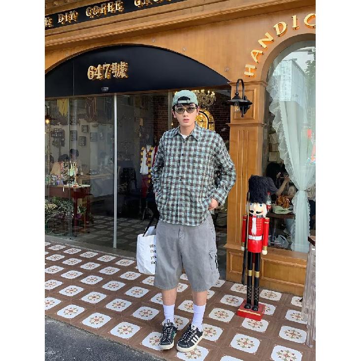 2024 Brief Langarmhemd Japanischer Hong Kong Stil Ins Loses Hemd Jungen Sommer Trendy Vielseitig Casual Mantel