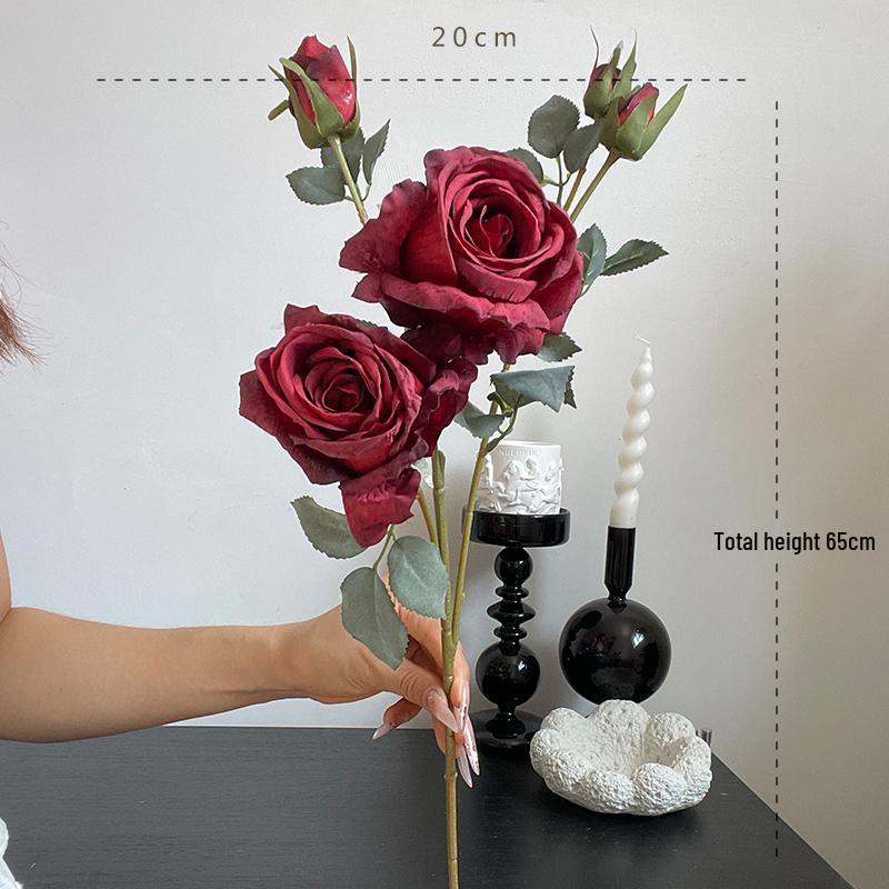 Liu Yifei Inspired Dried Flower Oil Painting - Artificial Rose Bouquet for Living Room or Dining Table Decor