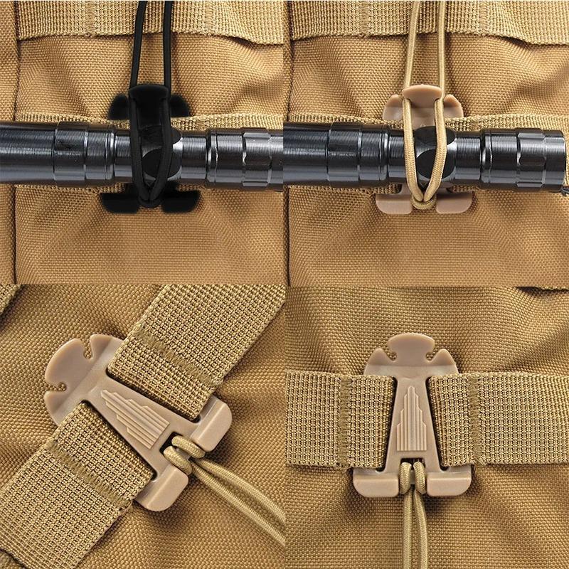 5pcs outdoors Tactical Triangular Buckle with Elastic Carabiner Clips Nylon Camping Bag Hanger Hook Clamp Rope Webbing Buckle