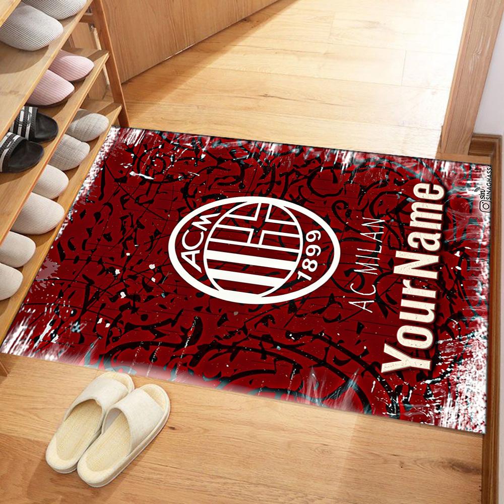 Ac Milan Customize Text Floor Rug Office Rug Suitable for Decorate room Foyer Outdoor Dormitory Anti-slip Rug Decorate Offices