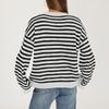 Women's Casual Striped Round Neck Long Sleeve Pullover Sweater for Everyday Wear