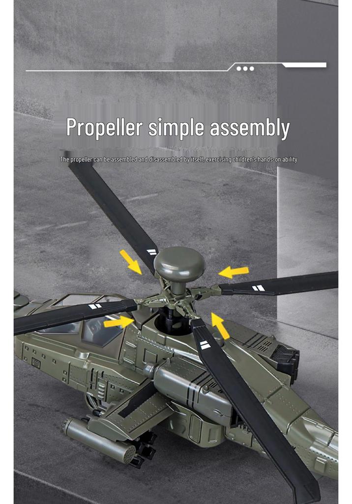 Apache Helicopter Alloy Model Military Toy for Kids