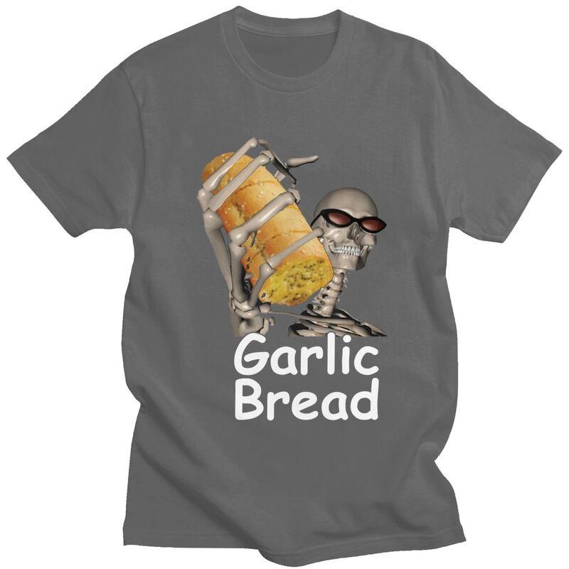 Custom Trendy Garlic Bread Skeleton Evil Skeleton Funny Meme T Shirt Men Pure Cotton Tshirt Leisure Tees Streetwear Tshirts