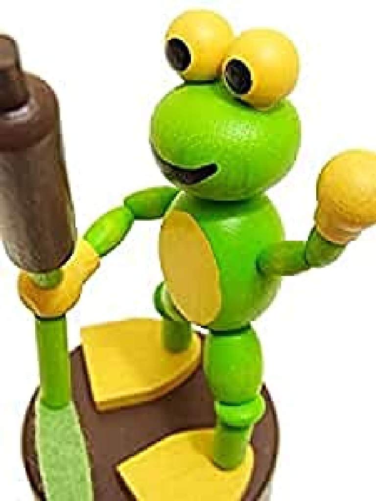 

DETOA Wooden Press Up Figure Interior Goods Made in Czech Republic Rock n Roll Frog