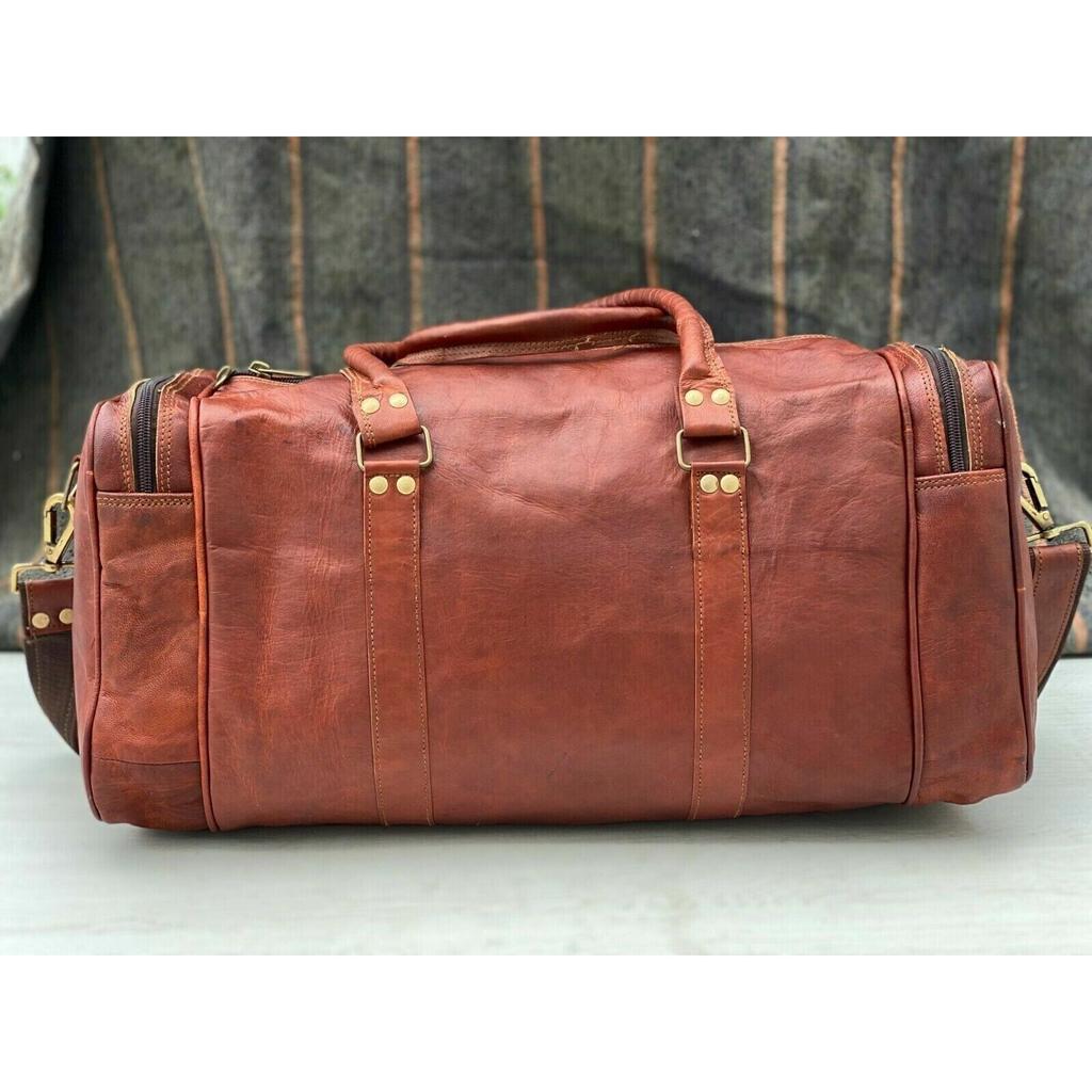Cow Leather Travel Luggage Duffel Shoulder Weekender Bag For Both Men Women