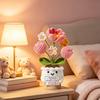 Regalos de Agradecimiento Positivos de Ganchillo Tulipán Flor Silvestre para Mujeres Mamá Amigas Muñeca de Flor en Maceta Hecha a Mano con Tarjeta Regalo de Apoyo Emocional para el Día de la Madre