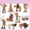 Western Themed Pvc Figurine Collection With Cowboy And Native American Figures For Children Play