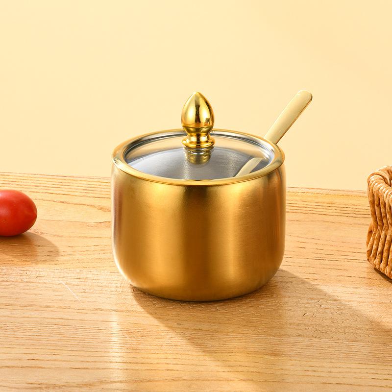 Household 304 stainless steel seasoning tank Buffet Restaurant Hotel Korean gold seasoning salt tank Seasoning storage tank