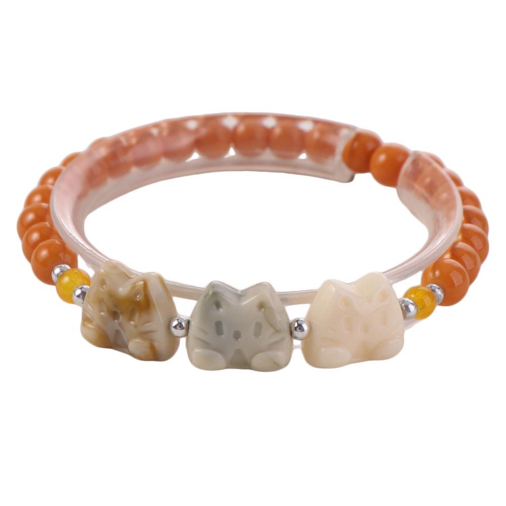 Cute Biscuit Cat Bracelet Wristband Cat Beads Bracelet Fashion Friendship Bracelet  Friends
