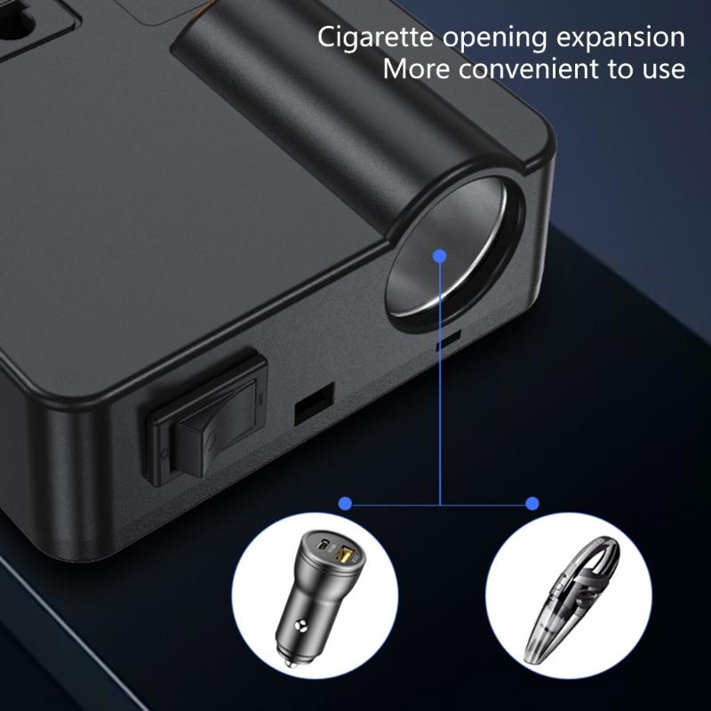 120W Car Power Inverter with PD 30W Type-C & USB-A Port DC12V-24V To 220V Car Plug Adapter Outlet Vehicle