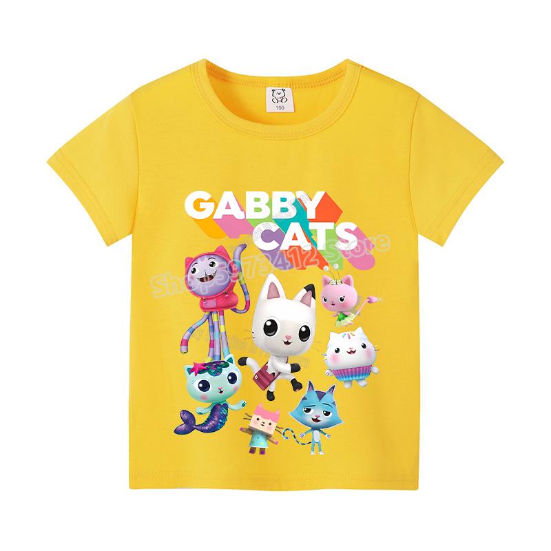 New Gabby Dollhouse Kids T-shirt Summer Children Cotton Short Sleeve Top Anime Fashion Kawaii Baby Tee Girls Casual Clothes Gift