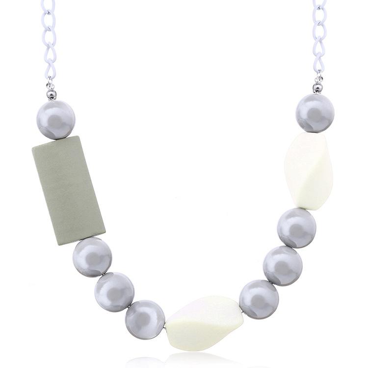 

JMXD-геометрическое деревянное ожерелье женское акриловое ожерелье из бусин новые аксессуары преувеличенные украшения серый