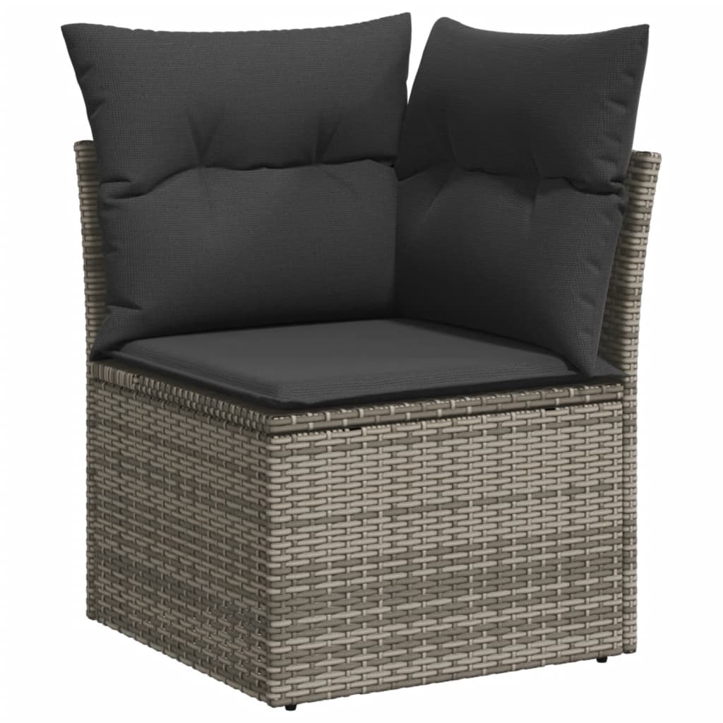Vidaxl 9-Cz. Garden Furniture Set With Cushions, Grey, Poly Rattan